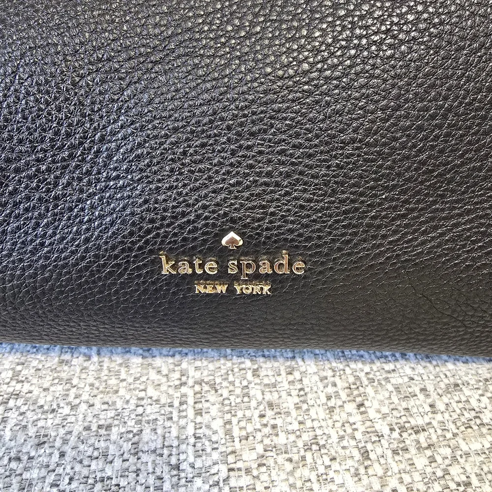 ♡ Kate Spade Black Leather Tote Bag EUC - Picture 4 of 11